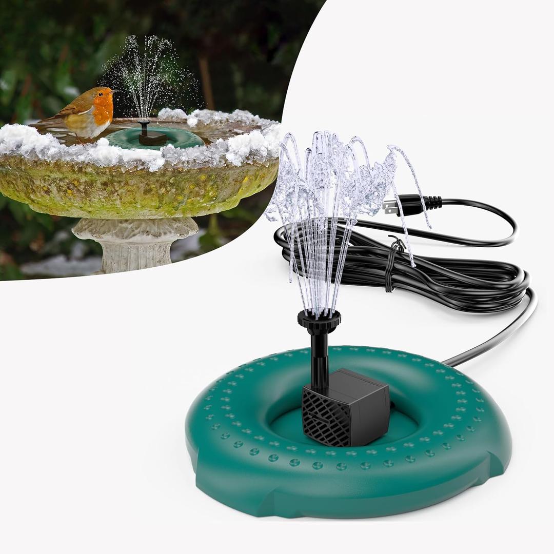 NFESOLAR Bird Bath Heater with Water Pump for Outdoor in Winter, 10FT Long Cord Fountain Pump and Bird Bath Deicer Built-in Thermostatically Controlled for Birdbath Chicken Duck