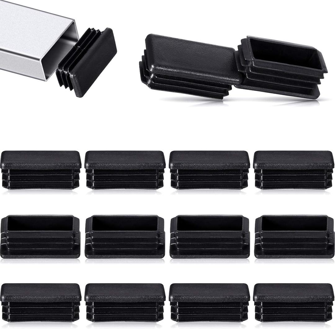 1 x 2 Inch Rectangle Plastic Plugs Tubing End Caps Black Plastic Rectangle Plugs Tubing Post End Cap for Tubing Chair Glide Inserts (24)(24 Pieces,1 x 2 Inch)