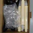 6 Pack Battery Operated Window Candles with Sensor Dusk to Dawn, Ivory Flameless Taper Candlesticks with Removable Black Base & Suction Cups, LED Candlestick for Christmas Decor Home, 12 AA Batteries