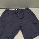 FOURSTEEDS Womens Casual Loose Fit Multi-Pocket Camouflage Twill Bermuda Cargo Shorts with Belt (Navy Blue, US 12)