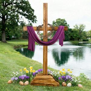 Lineshading 59 Inch Extra Large Easter Wood Cross Decoration Standing Cross Jesus Christ Catholic Crafted He Is Risen Outdoor Decor for Party Wedding Christmas Communion Church
