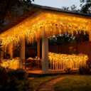 Icicle Lights for Outside, 167ft 17600 LED Icicle Christmas Lights Outdoor Waterproof, 352 Drops with Remote, 8 Modes & Dimmable, Timer for Christmas, Wedding, House, Roof Decoration, Warm White