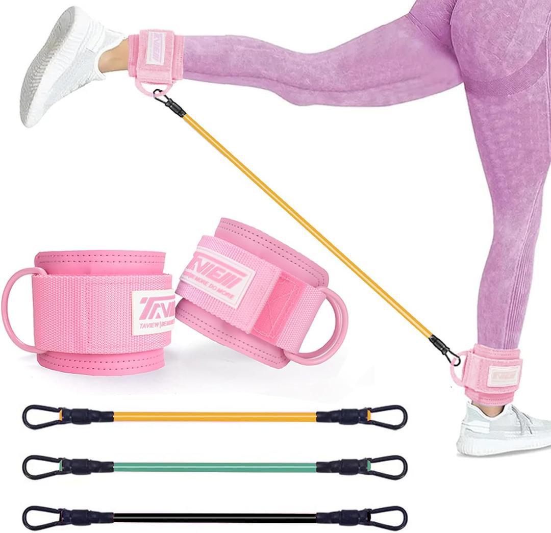 Ankle Straps Resistance Bands with Cuffs, Ankle Bands for Working Out, Ankle Resistance Band for Leg, Booty Workout Equipment for Kickbacks Hip Fitness Training