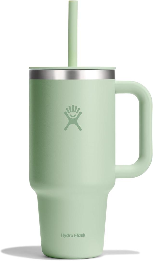 Hydro Flask 32 Oz Travel Tumbler with Handle, Lid and Straw - Insulated Stainless Steel in 32 Oz Aloe Green