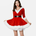 Women's Santa Claus Costume Mrs Christmas Fancy Dress with Belt Xmas Outfit