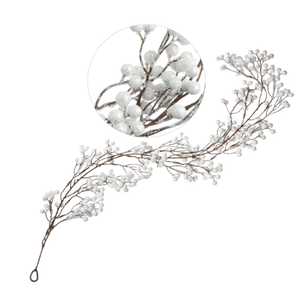 3.2ft Christmas Red Berry Garland (2-Pack) - Realistic Holly Berry Vine for Mantle, Tree, Window, Door | Indoor Outdoor Holiday Decoration Color White