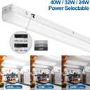 DAKASON 4FT LED Linear Light Fixture, 4 Foot LED Shop Lights 40/32/24W 35/40/5000K CCT Selectable, 4Feet Commercial Bay Lighting Fluorescent Tube Replacement for Office Garage 1 Pack