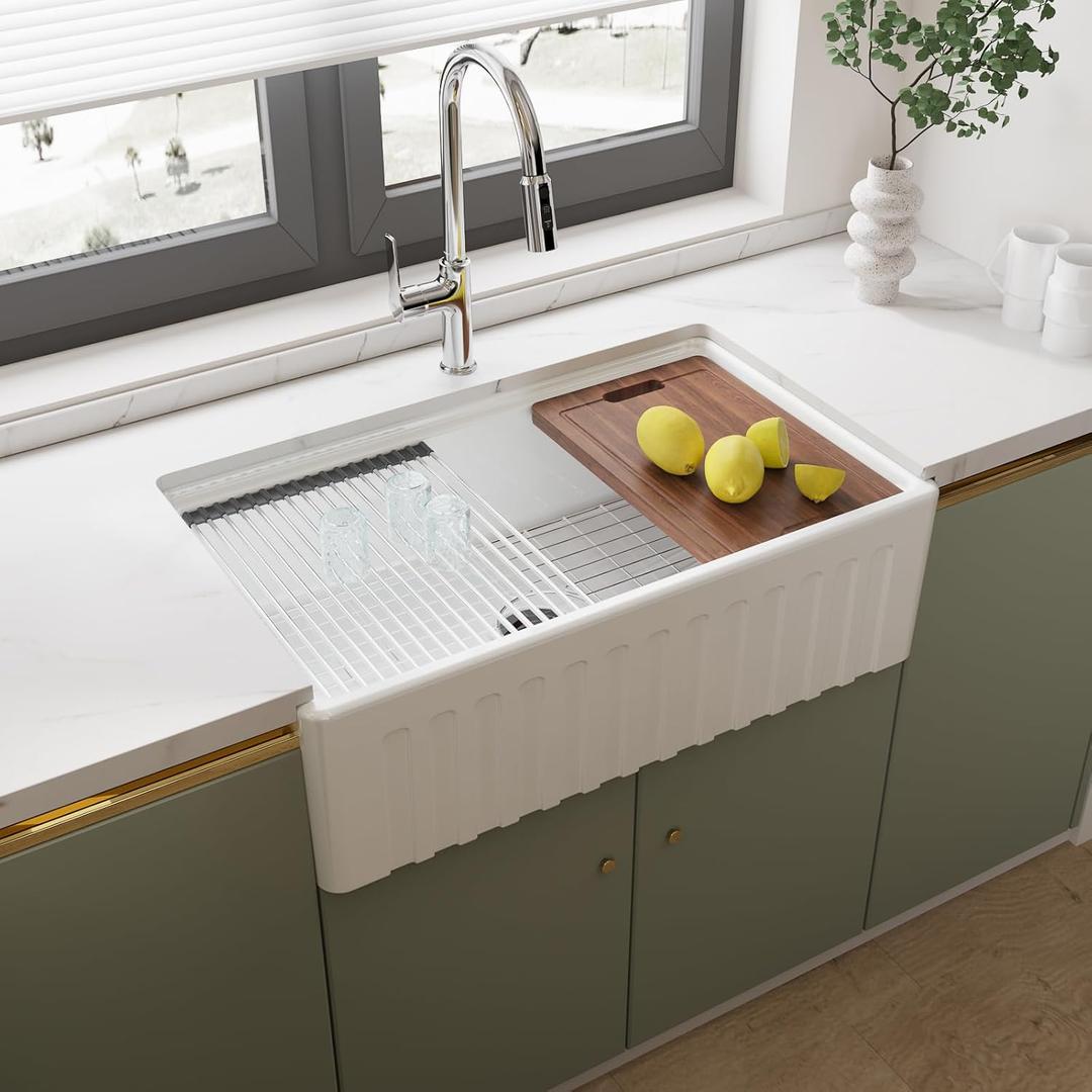 Farmhouse Sink, Apron Front, Fireclay, 33" x 20"