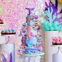 42 PCS Colorful Ball Cake Topper Purple Pink Balloons Cake Decoration Foam Balls Cake Decorations Princess Balloons Cupcake Topper for Ocean Mermaid Themed Baby Shower Party Birthday Wedding