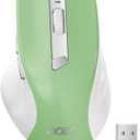 acer Wireless Mouse for Laptop, 2.4GHz Computer Mouse 3 Adjustable DPI Office Cordless USB Mice with USBA Receiver, 6 Buttons, 1600 DPI, Medium to Large Sized Hands (Green)