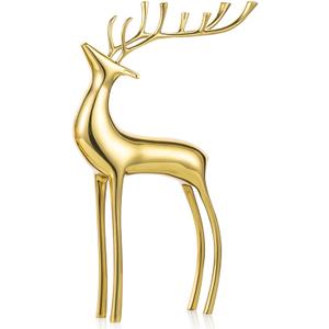 Sziqiqi Gold Reindeer Candle Holder for Pillar Candles Brass Reindeer Tealight Candle Holders Copper Deer Gift Christmas Decor for Table Centerpiece Living Room Mantle Decoration