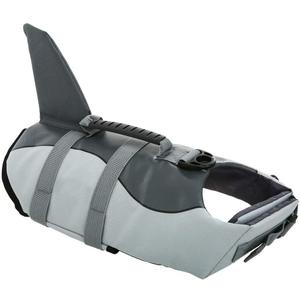 Queenmore Dog Life Jacket Ripstop Shark Dog Safety Vest Adjustable Preserver with High Buoyancy and Durable Rescue Handle for Small,Medium,Large Dogs, Grey Shark Large