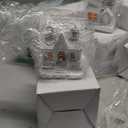 Kasyat 41 Pcs Christmas Village Set LED Lighted Christmas Village Accessories White Houses with Xmas Tree Deer Streetlight Figurines Crafts Town Scene