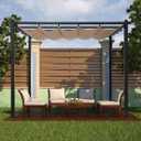 10FTx13FT Polycarbonate Outdoor Pergola with Sun Shade Canopy, Outdoor Heavy Duty Metal Frame Gazebo, Multi-Purpose Grape Trellis Shade Shelter for Backyard, Deck, Patio, Garden & Lawn, Khaki