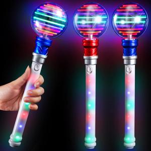 Zhanmai 2 Pcs 14 Inch Light up Magical Ball Wand Flashing LED Light up Princess Wand Rotating Sensory for Twirling Show Birthday Gift Party Carnival Favor