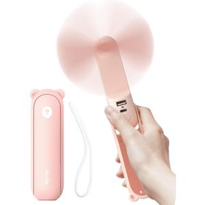 JISULIFE Handheld Fan 8 Plus: All-in-One Mini Fan with 37Hrs Cooling & 4500mAh PowerBank & Flashlight, USB Rechargeable, Portable Pocket Size for Travel, Makeup, Concert, Gifts for Women(Pink)