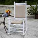 2 x Klear Vu Porch Rocking Chair Cushion Set for Indoor and Outdoor Use, Assembled in The USA, Easy to Clean Stylish Seat and Back Pads with Fabric Ties, 20" x 17" x 2", Natural