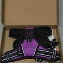 PHOEPET No Pull Dog Harness Medium Reflective Front Clip Vest with Handle,Adjustable 2 Metal Rings 3 Buckles,[Easy to Put on & Take Off](M, Purple)