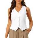 MakeMeChic Women's Tie Front Tank Top Sleeveless Ruffle Hem Crop Going Out Tops (White) X-Small