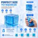 Squishy Stress Cube for Adults, Slow Rising Fidget Sensory Toy (Blue), Small
