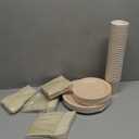 Dandat 350 Pcs Bridal Shower Decorations Baby Shower Party Supplies Include Plates Cups and Napkins Sets with Plastic Forks Knives Spoons for Wedding Birthday (Light Yellow)