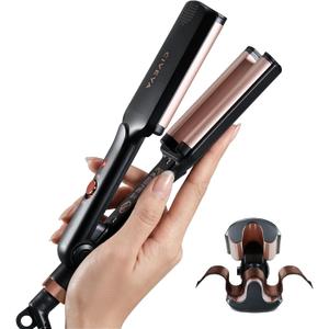 CIVEYA Mini Hair Crimper for Short Hair, Small Crimper Hair Tool for Volumize Tight Beach Waves, Travel Size 3 Barrel Hair Waver 1/2 inch with Anti-Scald Shell, Easy to Use