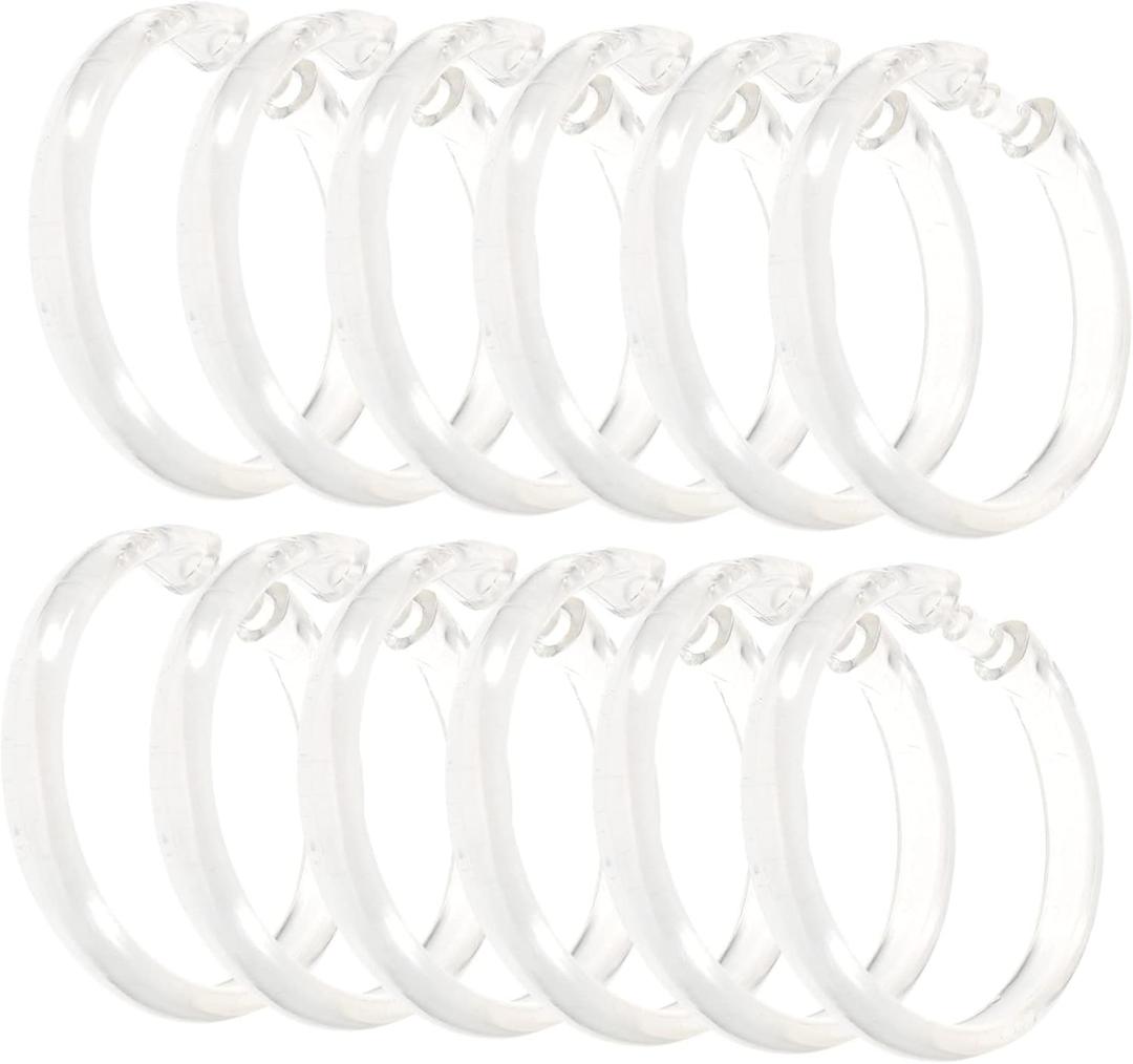 Uonlytech 12pcs Snap Closure Shower Curtain Hooks for Bathroom Rods Lightweight Easy to Install Suitable for All Shower Curtain Rod Transparent Design