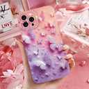 Cute Butterfly iPhone 15 Pro Max Case Aesthetic Shockproof Design Trendy Stylish Kawaii Phone Case Silicone Soft Shell Protective Cover with for Women Girls