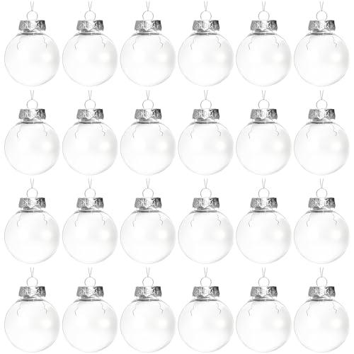 23 Pack Clear Plastic Fillable Ornament Balls with Strings,2.4 inch Removable Top Hanging Ornaments Ball, DIY Plastic Ornaments Round Balls, Perfect for Decoration On Christmas Trees, Wedding, Party