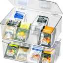 Plastic Clear Storage Containers, Set of 2 Tea Bag Organizer Boxes 8 Compartments with Lids, Underwear Tie Drawer Organizer, Dresser Organizer (10.873.7")