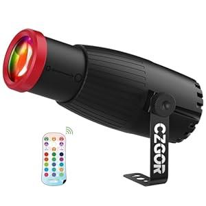 Czgor 18W Pinspot Light, RGBW Mirror Disco Ball Spotlight with Remote Control, Manual Focus 4 in 1 LED 16 Light Colors, Super Bright Stage Lighting for Party Club Bar Wedding, Casual Red, 1 Pack