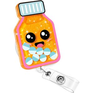 Besoar Pharmacy Tech Shaker Nurse Badge Reel - Nursing Badge Holder Retractable with ID Clip,Funny Pill Bottle Name Tag Card Accessories with Alligator Clip for Nurse Student Work Hospital