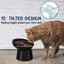 Tanlade 4 Pcs Ceramic Raised Cat Bowls, Elevated Tilted Cat Bowl for Food Water, Stress Free, Backflow Prevention, Dishwasher Microwave Safe, Feeder Dish for Indoor Kitten, Small Dogs(White and Black)