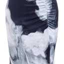 Women's 2 Piece Going Out Outfits Elegant Ruched Crop Top and Tie Dye Fishtail Maxi Skirt Set