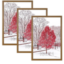 Light Brown 16x24 Frame Set of 3 - Rustic Woodgrain 16 x 24 Poster Frame with Plexiglass for Wall Gallery Display, 16x24 Picture Frame for Puzzles, Artwork, Photos and Posters - Ideal Christmas Day