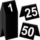 Tuanse Table Numbers 1-50 Acrylic Double Side Numbered Table Tents Restaurant Wedding Number Cards Signs for Banquets Party Wedding Reception(Black)