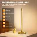 Weaboopre Cordless Table Lamp, Rechargeable Gold 5200mAh Battery Operated LED Portable Lamps, 3 Color Stepless Dimmable Touch Lamp for Nightstand, Bedroom, Dining Table, Counter, Living Room