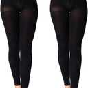 MANZI Run Resistant Control Top Panty Hose Opaque Tights (Black, XL)