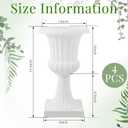 AceOrbit 4 Pack 20 Large Plastic Urn Planters, Pedestal Flower Plant Pot White Plant Stand for Wedding, Party, Event, Home, Stage, Garden, Balcony Decoration