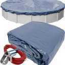 Pool Mate 28 ft Blue Winter Pool Cover for Above Ground Pools, 3 ft Overlap (31 ft Cover Size), Solid 7 x 7 Scrim, 2.2 oz/yd2, Style: 4628PM