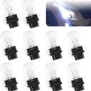 Pack-10 Car 3157 12V 21/5W Brake Light Bulb, Waterproof 360 Degrees Super Bright Lighting Accessory, Micro Quartz Glass Double Wire Plug and Play Light Bulb, Universal for Most Cars (White)