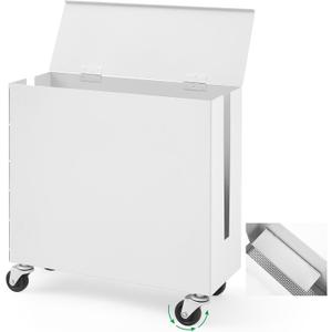Extra Large Cable Management Box with Caster Wheels Adjustable Cord Hider Box for Power Strip Metal Router Hider Organizer Surge Protector Storage Organizer for Office, Home(White) 17.95"L x 15.75"W