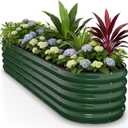 Winpull 8x2x1.5 ft Galvanized Steel Raised Garden Bed, Raised Garden Bed Kit, Galvanized Planter Box Outdoor, 18" Tall Oval Large Metal Raised Bed for Gardening Vegetables Flower Herb (Moss Green)