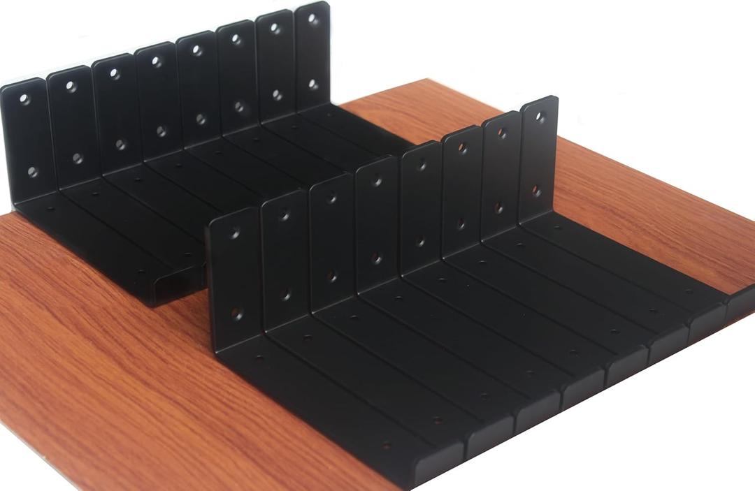 20 Pack - 7.25" L x 4" H x 1.5" W J Lip Shelf Brackets Rustic Farmhouse Iron Wall Floating Shelf Bracket Metal Shelf Bracket Industrial Shelf Supports with Screws Black