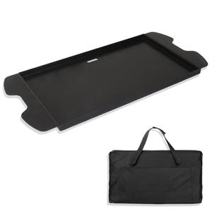 7034 Cast Iron Griddle Plate with Carry Bag for Weber Traveler Grills 9010001 9020001，Upgrade Flat Top Griddle Replacement Part for 9030001 9013001 9011701 Weber Traveler Portable Gas Grills, Black