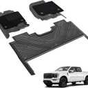 3W Floor Mats & Front Carpet Fit for 2015-2026 Ford F150 / F-150 Lightning SuperCrew Cab, TPE All Weather Heavy Duty Floor Liner Car Accessories (with Original Folding Under-Seat Storage Box)