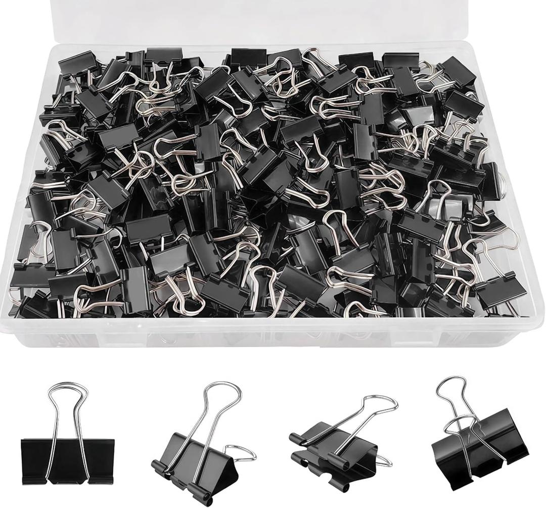 180 Pcs Small Binder Clips Black, 0.59 in/15mm Mini Binder Paper Clips, Paper Clamps for Office Supplies, Home, School,Business Document Organizing