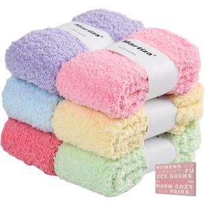 MARTIZA Womens Fuzzy Socks,6 Pairs Cozy Plush Fluffy Slipper Warm Soft Sleep Socks for Women Men Gifts
