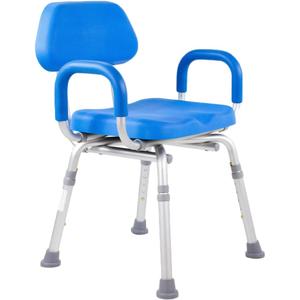 Platinum Health Comfortable Deluxe Padded Shower and Bath Chair with Armrests and Back, for Elderly and Seniors Safety, Adjustable Height, Institutional Quality, Blue