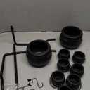 12 PCS Cauldron Halloween Decor, Large and Mini Black Plastic Hanging Cauldrons Serving Set, Spooky Witches Cauldron Desserts Candy Serving Bowls for Table Indoor Home Hocus Pocus Party Decorations